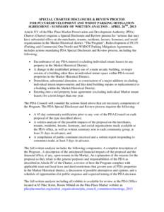 SPECIAL CHARTER DISCLOSURE & REVIEW PROCESS FOR PC1N REDEVELOPMENT AND WSDOT PARKING MITIGATION AGREEMENT - SUMMARY OF WRITTEN ANALYSIS – APRIL 26TH, 2013 Article XV of the Pike Place Market Preservation and Developmen