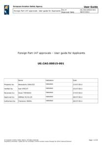 User Guide  European Aviation Safety Agency Foreign Part 147 approvals User guide for Applicants