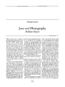OBSERVATIONS  Jews and Photography William Meyers  JEWSable role in the history of AmerHAVE