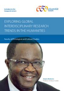 Invitation to the Inaugural Lecture Exploring global interdisciplinary research trends in the humanities