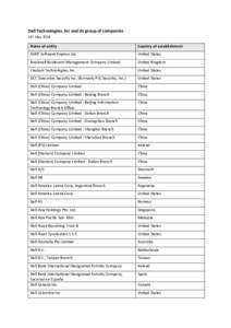 Dell Technologies, Inc and its group of companies 25th May 2018 Name of entity  Country of establishment