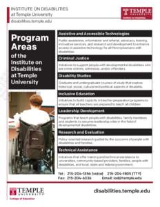 INSTITUTE ON DISABILITIES at Temple University disabilities.temple.edu od t  Program