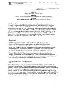 Master Stewardship Agreement Between Klamath Tribes, Lomakatsi Restoration Project, The Nature Conservancy, And The USDA Forest Service, Fremont-Winema National Forest