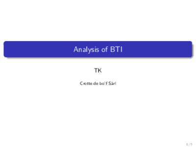 Analysis of BTI TK Crotte de bo’f S` arl  1/5