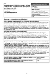 Title:  Implementation of Authority-to-Carry Scheme under Section 124 of Nationality, Immigration and Asylum Act 2002