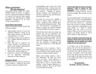 Medicine / Caregiver / Samaritans / Crisis hotline / Asia / Chad Varah / Distress In cancer caregiving / Family caregivers / Family / Suicide prevention / Health