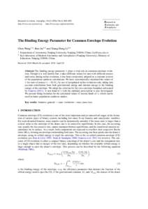 The Binding Energy Parameter for Common Envelope Evolution