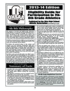 [removed]Edition  Eligibility Guide for Participation In 7th8th Grade Athletics Published by the Ohio High School Athletic Association (revised[removed])