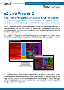 eZ Market extension for real-time content analytics  eZ Live Viewer 2 Real-time Predictive Analytics & Optimization eZ Live Viewer keeps you informed on how your website content performs. It gives you alerts and recommen