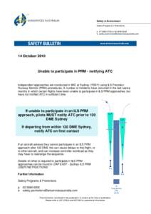 Microsoft Word - Safety Bulletin - Sydney PRM.doc