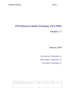 TopQuadrant White Paper  Version 1.1 FEA Reference Model Ontologies (FEA RMO) Version 1.1