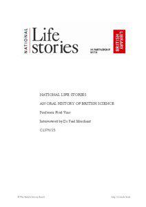 NATIONAL LIFE STORIES AN ORAL HISTORY OF BRITISH SCIENCE Professor Fred Vine