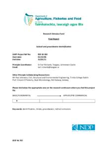 Research Stimulus Fund Final Report Subsoil and groundwater denitrification  DAFF Project Ref No: