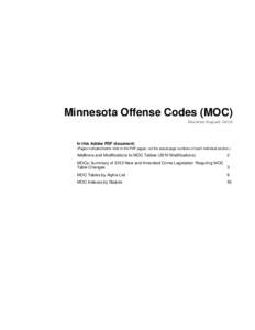 Minnesota Offense Code Indexes by Statute