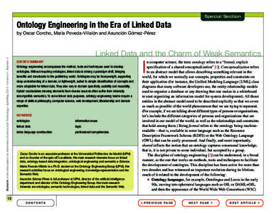 Special Section  Ontology Engineering in the Era of Linked Data Bulletin of the Association for Information Science and Technology – April/May 2015 – Volume 41, Number 4