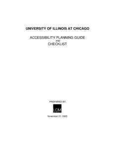 UNIVERSITY OF ILLINOIS AT CHICAGO ACCESSIBILITY PLANNING GUIDE AND CHECKLIST