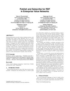 Publish and Subscribe for RDF in Enterprise Value Networks Marvin Frommhold Natanael Arndt