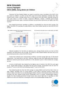    NEW ZEALAND   Country Highlights  OECD (2009), Doing Better for Children  Outcomes  for  New  Zealand  children  are  weak  in  several  key  areas,  according  to  the  OECD’s  first 