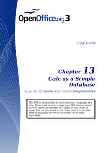 Microsoft Excel / OpenOffice.org / Table / Database index / LibreOffice Calc / OpenOffice.org Calc / Software / Data modeling / Spreadsheet