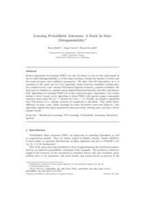 Learning Probabilistic Automata: A Study In State DistinguishabilityI Borja Ballea,∗, Jorge Castroa , Ricard Gavald`aa a Departament  de Llenguatges i Sistemes Inform`