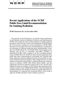 N C R P  National Council on Radiation Protection and Measurements 7910 Woodmont Avenue / Bethesda, MD 20814