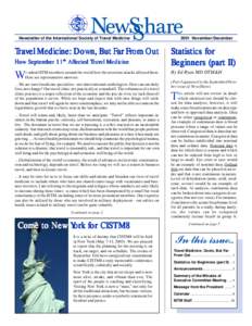 Newsletter of the International Society of Travel Medicine  Travel Medicine: Down, But FFar ar FFrrom Out How September 11th A ffected TTravel