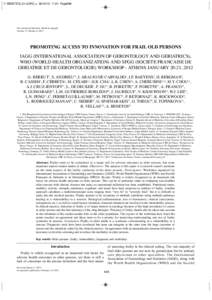 11 BENETOS_04 LORD_c[removed]:24 Page688  The Journal of Nutrition, Health & Aging© Volume 17, Number 8, 2013  PROMOTING ACCESS TO INNOVATION FOR FRAIL OLD PERSONS