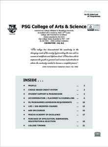 Prospectus for PG Aided and SF Programmes PSG College of Arts & Science Autonomous College Affiliated to Bharathiar University