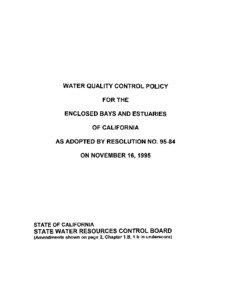 WATER QUALITY CONTROL POLICY FOR THE ENCLOSED BAYS AND ESTUARIES