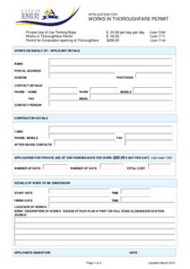 Works in Thoroughfare Permit Application