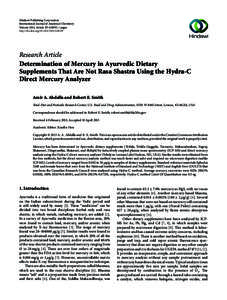 Hindawi Publishing Corporation International Journal of Analytical Chemistry Volume 2013, Article ID[removed], 4 pages http://dx.doi.org[removed][removed]Research Article