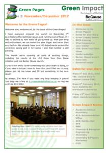 The Green Pages Issue 2: November/December 2012 Welcome to the Green Pages! In this issue:
