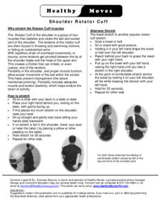 Shoulder Rotator Cuff Why stretch the Rotator Cuff muscles The Rotator Cuff of the shoulder is a group of four muscles that stabilize and rotate the ball and socket joint of the shoulder. The tendons of the rotator cuff 