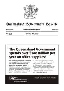 QueenslandGovernment Government Gazette Queensland Gazette PUBLISHED BY AUTHORITY