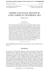 Party Politics OnlineFirst, published on April 19, 2010 as doi:PA RT Y P O L I T I C S V O LN o . ? pp. 1–18  Copyright © 2010 SAGE Publications