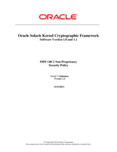 1F - Solaris Kernel Cryptographic Framework Software FIPS[removed]Security Policy