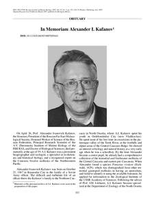 ISSN[removed], Russian Journal of Marine Biology, 2007, Vol. 33, No. 5, pp. 352–354. © Pleiades Publishing, Ltd., 2007. Original Russian Text © Editorial Board, 2007, published in Biologiya Morya. OBITUARY  In Memor