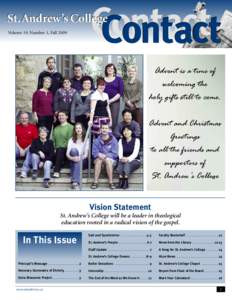 Contact Contact St.Andrew’s College Volume 19, Number 1, Fall 2009