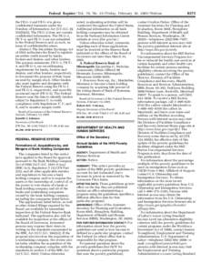 Federal Register / Vol. 70, No[removed]Friday, February 18, [removed]Notices the FR G–1 and FR G–4 is given confidential treatment under the Freedom of Information Act (5 U.S.C. §§ 552(b[removed]The FR G–2 does not con