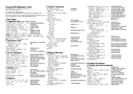 Fortran 90 Reference Card
