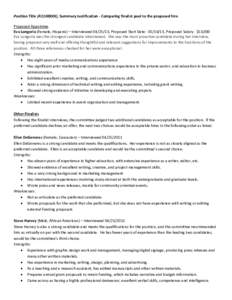 Position Title (A1100XXX), Summary Justification - Comparing finalist pool to the proposed hire Proposed Appointee Eva Longoria (Female, Hispanic) – Interviewed, Proposed Start Date: , Proposed Salary: