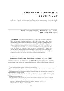 Abraham Lincoln’s Blue Pills did our 16th president suffer from mercury poisoning?