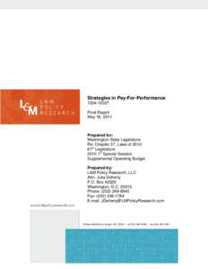 Strategies in Pay-For-Performance[removed]Final Report May 18, 2011  Prepared for:
