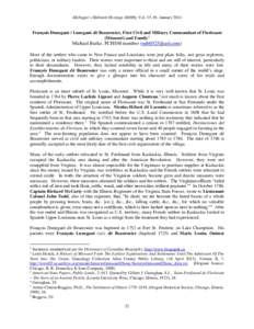 Michigan’s Habitant Heritage (MHH), Vol. 35, #1, JanuaryFrançois Dunegant / Lunegant dit Beaurosier, First Civil and Military Commandant of Florissant (Missouri) and Family1  Michael Burke, FCHSM member (mib052