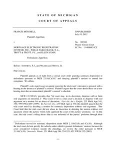 MERS / Mortgage industry of the United States / Mortgage-backed security / Complaint / Appeal / Foreclosure / Plaintiff / Motion / Pando v. Fernandez / Law / Legal terms / Lawsuits