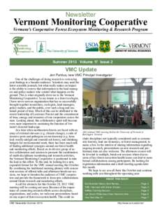 Newsletter  Vermont Monitoring Cooperative Vermont’s Cooperative Forest Ecosystem Monitoring & Research Program