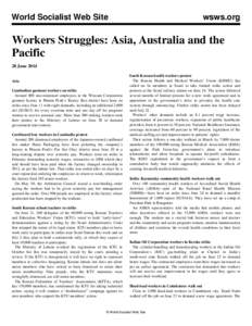 World Socialist Web Site  wsws.org Workers Struggles: Asia, Australia and the Pacific