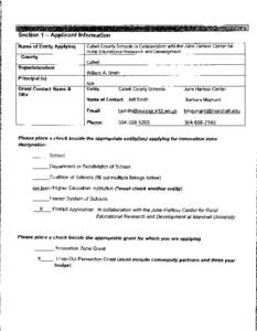 Section 1 - Applicant lnfonnation Name of Entity Applying Cabell County Schools in Collaboration with the June Harless Center for Rural Educational Research and Develooment