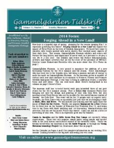 Gammelgården Tidskrift  Volume 33, Number 1 Volume 33, Number 1