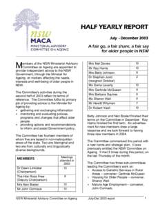 NSW COMMITTEE ON AGEING: REPORT FOR 2002